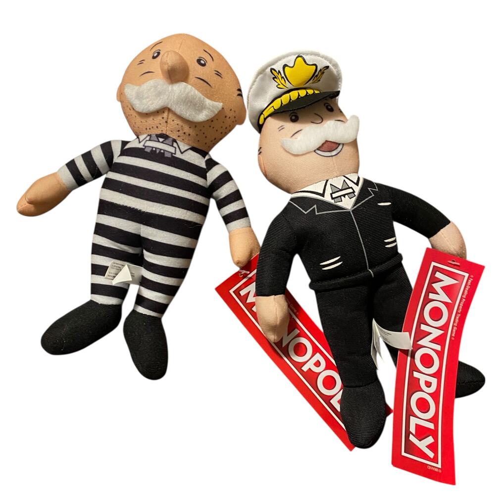 New with Tags - Set of TWO 10" Tall Mr. Monopoly Plush Toys